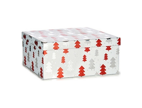 Jogo de Caixas Decorativas Árbol de Navidad Navidad 10 Peças Vermelho Prateado Blanco Cartão