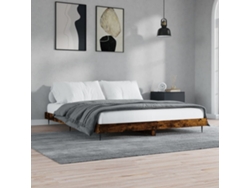 Estructura De Cama Sin Colchón Madera Roble Ahumado 120x200 Cm