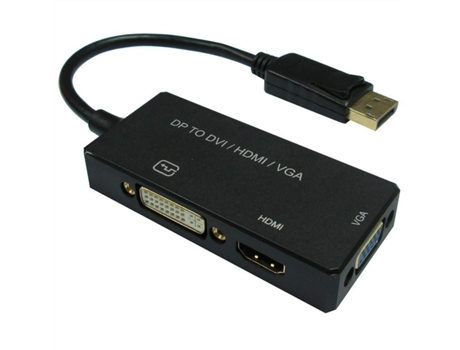 Valor 12993153 Adaptador de cable de video 0.1 M Displayport Vga D-Sub+ Hdmi + Dvi Negro