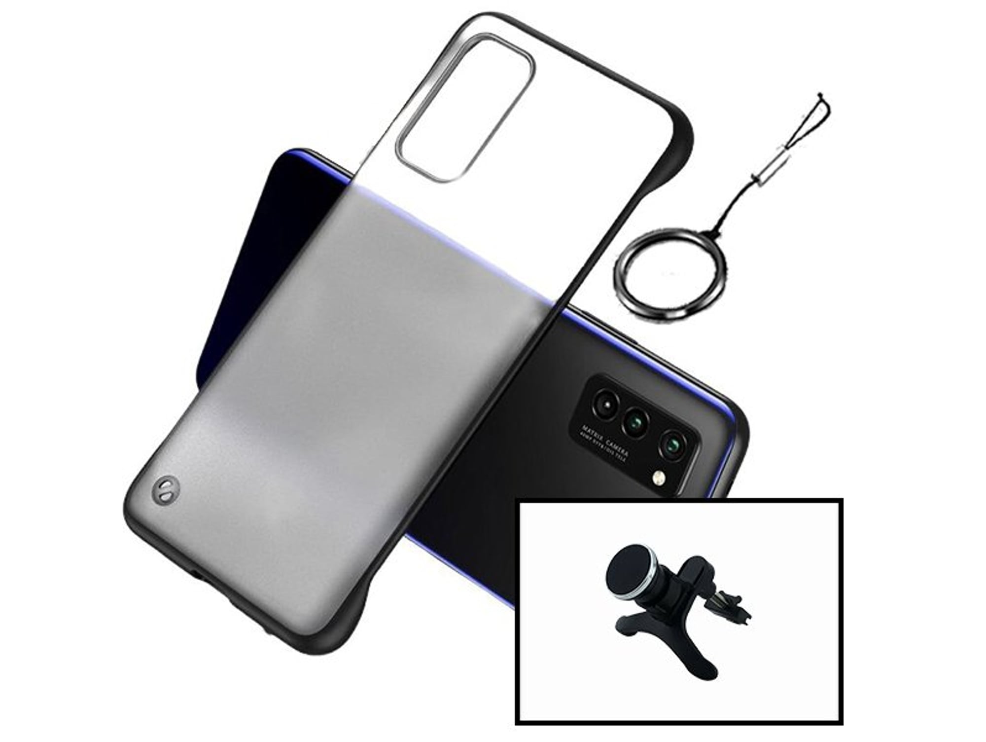 Kit Funda y Soporte Magnético Coche iPhone 6 Plus Invisible Bumper Negro