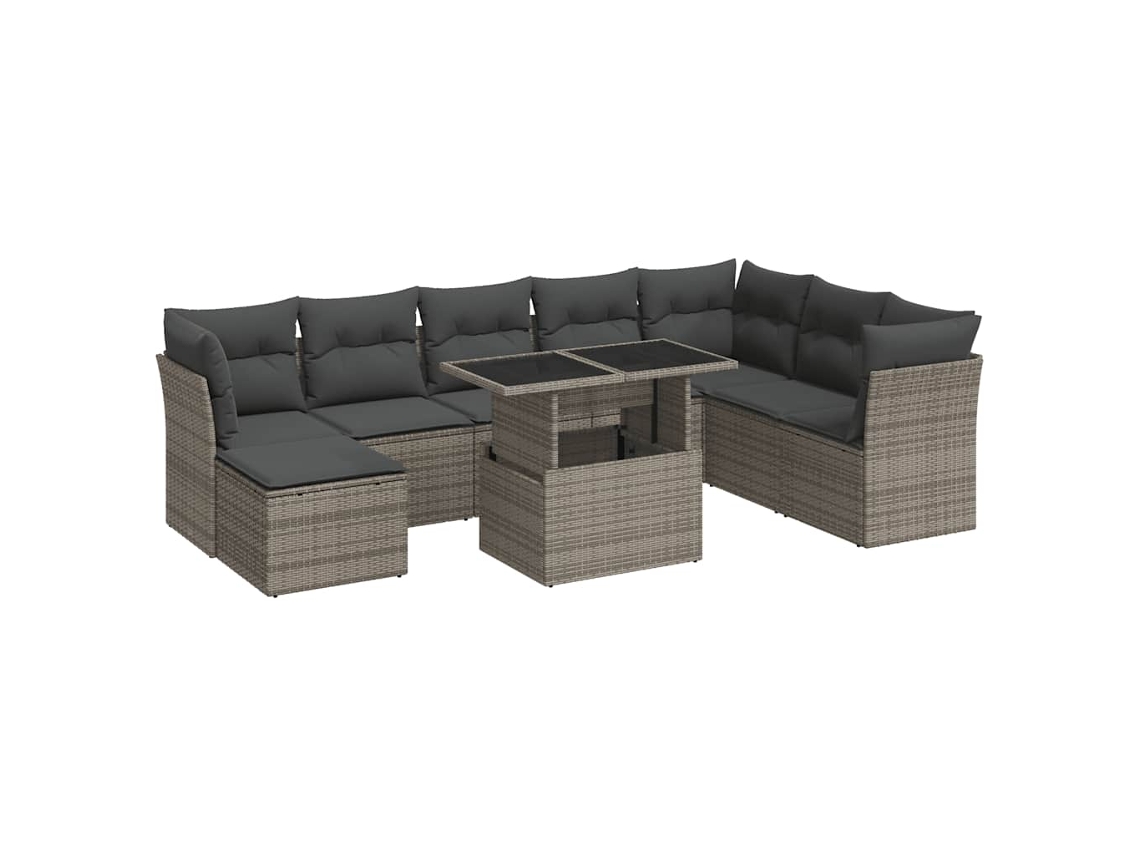 Maison Exclusive - Set De Sofás De Jardín Con Cojines 9 Pzas Ratán Sintético Gris