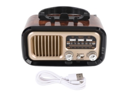 Radio Am Fm Retro Altavoz Bluetooth Recargable Solar Portátil Para Camping Al Aire Libre Negro