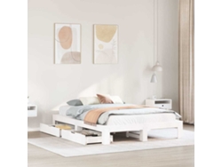 Estructura De Cama Sin Colchón Madera De Pino Blanca 150x200 Cm