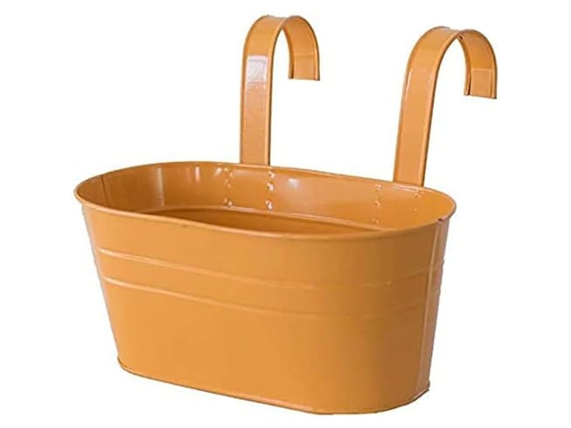 2026-macetas De Metal Colgantes Con Gancho Desmontable, Jardín O Balcón 27x21x14.5 Cm Naranja