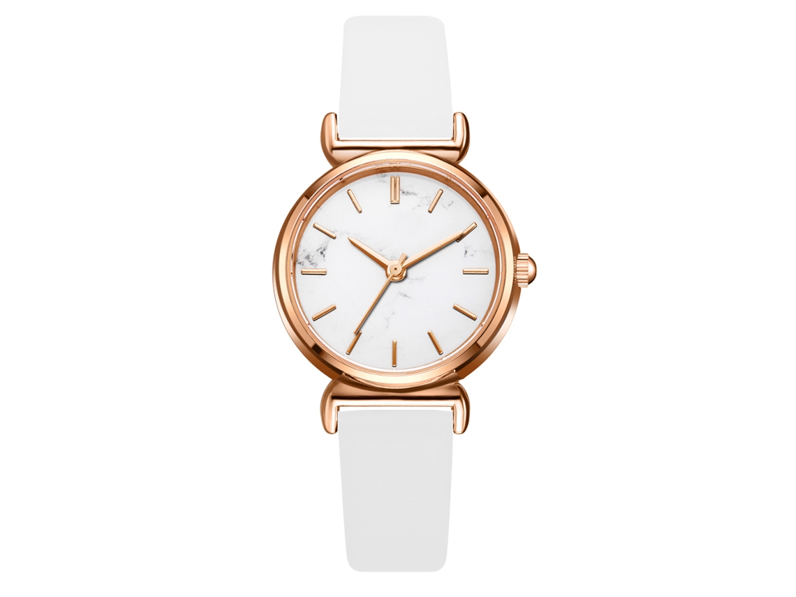 Reloj De Pulsera De Cuarzo De Moda, Estilo Sencillo, Con Correa Informal De Piel Sintética (blanco)
