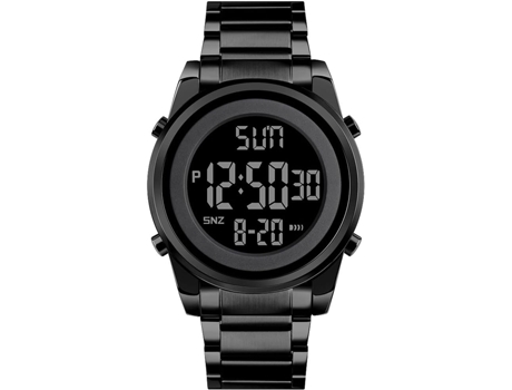 VEANXIN Relojes de pulsera digitales con correa de acero inoxidable para hombre con retroiluminación-Oro