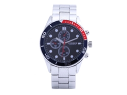 Reloj Hombre Cuadro Redondo Acero Inoxidable Quartz Impermeable Calendario Casual Negra Blanca