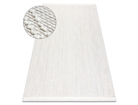 Alfombra DYWANY LUSZCZOW NANO EN14A Diamantes bucle tejido plano blanco
