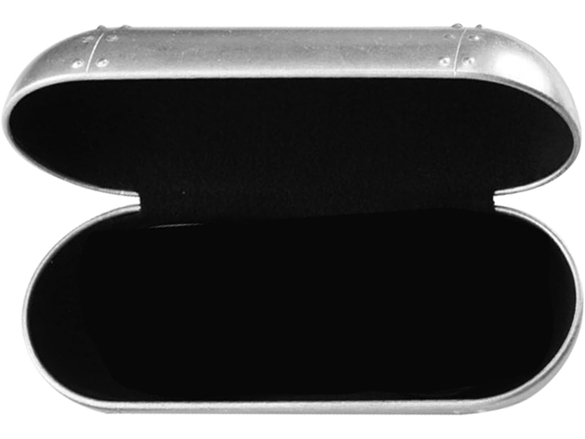 Estuche Gafas Almacenamiento Portátil Aluminio Plateado Rígido Resistente Presión Agarre Ergonómico Diario