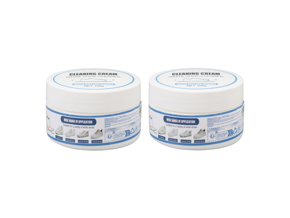 2 Unidades De Crema Limpiadora De 100 G Con Esponja Para Zapatos Blancos E Interiores De Automóviles.