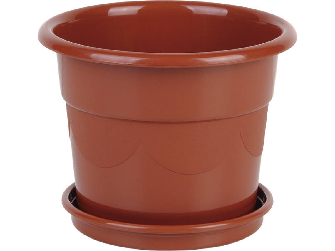 Maceta COFAN Dalia Marron con Plato (42 x 38 cm)