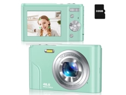 Cámara digital, 48 MP, FHD, zoom 16x, 32 GB, Panoona Green