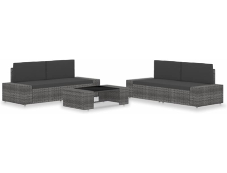 Conjunto 5 de muebles de jardín VIDAXL ratán sintético gris