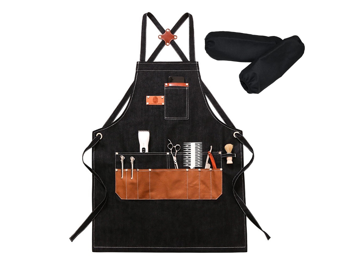 Delantal De Chef Ajustable Con Espalda Cruzada Y Grandes Bolsillos, Lona, M-xxl, Negro
