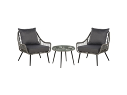 Conjunto de balcón BELIANI Laureto de Ratán sintético Gris 79x85x86