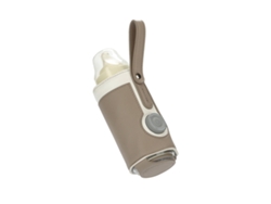 Bolsa térmica de cuero Yunzii para biberones con tres niveles de calentamiento ajustables, portátil por USB para coche. Marrón café.