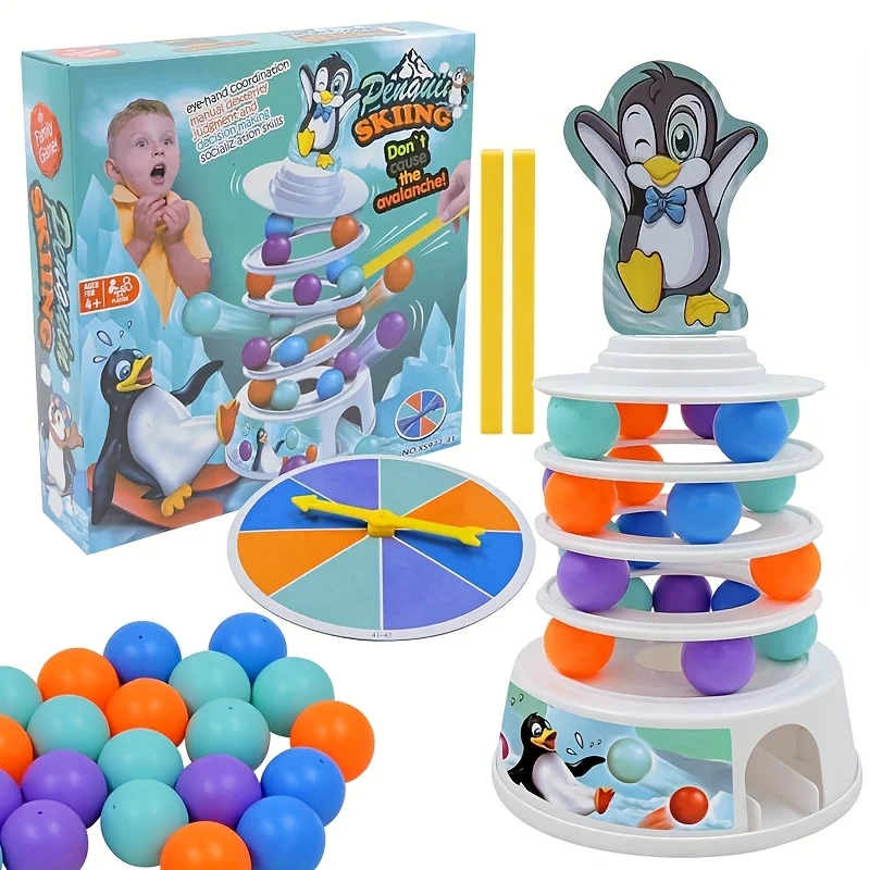 Juego De Bolas De Nieve De Pingüinos (azul), Previene Avalanchas, Diversión Familiar Para 4 Personas.