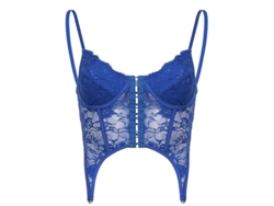 2026-top Corset Sexy Para Mujer Con Encaje Y Malla Sin Mangas Bordado Push Up Ajustable