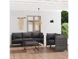 Conjunto de jardín de 6 piezas con cojines de mimbre gris de DKD Home Decor