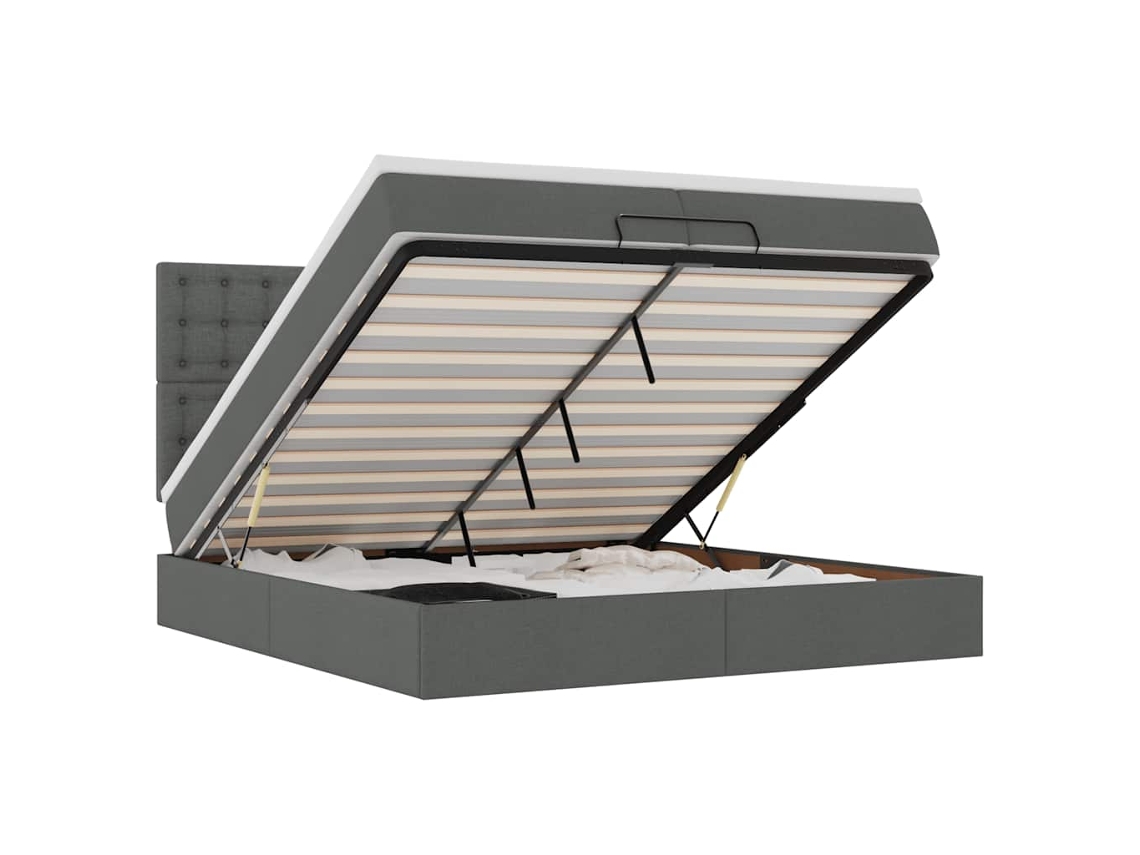 Maison Exclusive - Estructura Cama Otomana Colchones Tela Gris Oscuro 200x200cm