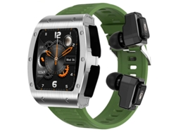Smartwatch Tws 2 En 1 Bluetooth Llamando Monitoreo De Oxígeno En Sangre Modos Multideportivos De Salud Verde Yizhood