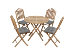 Juego de comedor plegable de 5 piezas DKD Home Decor con cojines de exterior de bambú