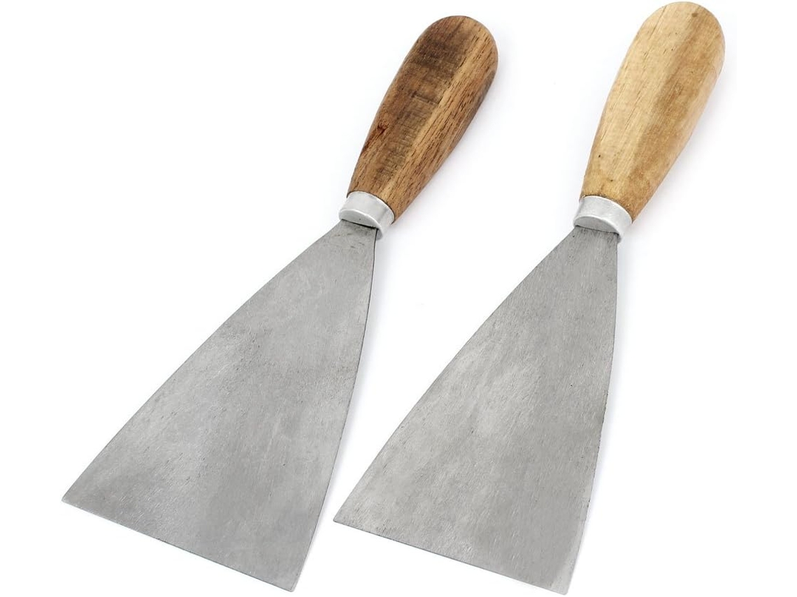 2 Piezas De 3' '3. 5' ' De Ancho. Hoja De Metal. Mango De Madera.