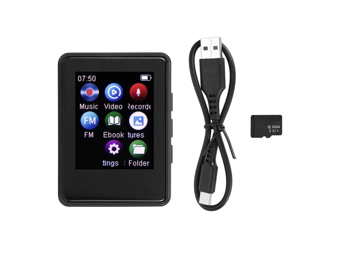 Reproductor De Música Mp3 Mp4 Con Pantalla Táctil De 1,77 Pulgadas, Bluetooth 5.0, Radio Fm, Grabadora, Tarjeta De Memoria De 32 Gb, Hifi