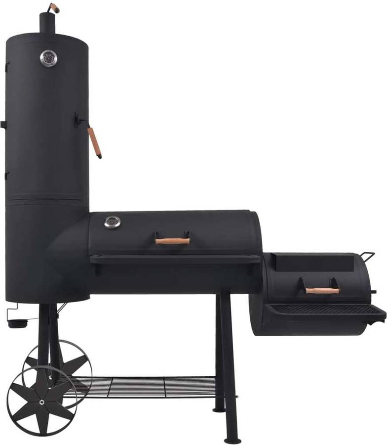 Barbacoa Vidaxl Ahumador fuerte de estante inferior negro xxl acero y madera 175 66 196