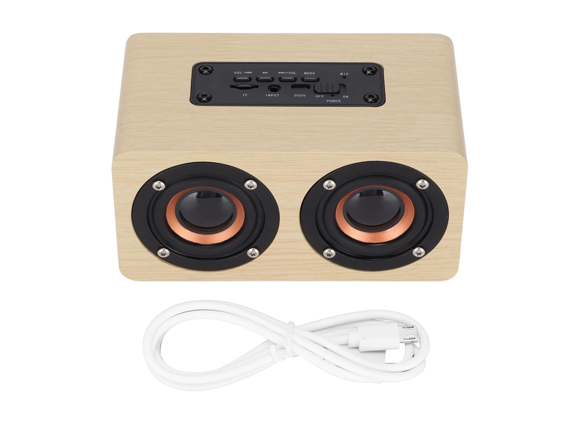 Altavoz Bluetooth Inalámbrico Retro Con Diseño De Madera Y Entrada Aux Estéreo Para Tablet, Color Bambú.