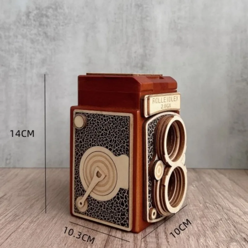(estilo 3) Caja De Música De Madera Vintage Con Forma De Cámara, Caja De Música Mecánica Hecha A Mano Con Forma De Cámara.