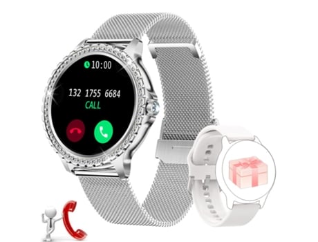 Smartwatch CHRONUS Smartwatch para mujer con llamada Bluetooth 1.32 '' Smartwatch deportivo SpO2 Reproductor de música para Android iOS Plata