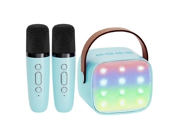 Mini máquina de karaoke con 2 micrófonos inalámbricos para niños y adultos Yizhood (azul)