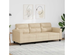 Sofá De 3 Plazas | Sofá De Salón | Sofá De Descanso De Tela De Microfibra Color Crema 180 Cm