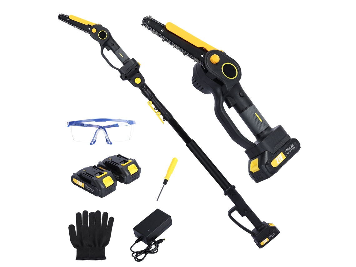 Juego De Tijeras De Podar Eléctricas Y Motosierra Telescópica, Motosierra Eléctrica De 21 V Con Batería Y Mango Telescópico, 21 V 2000 Mah, 800 W