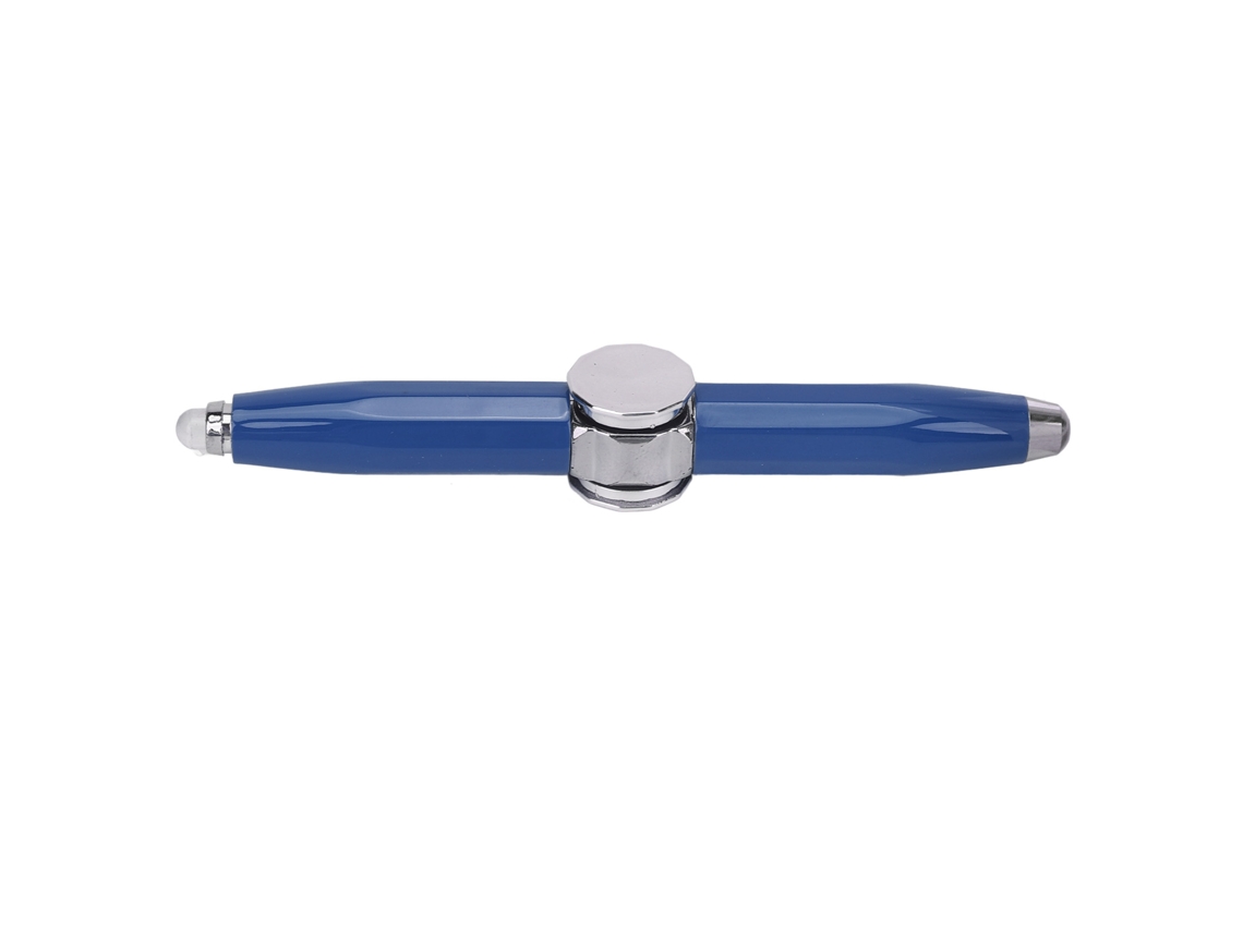 Bolígrafo antiestrés giratorio con luz LED, portátil, azul, bolígrafo para fidget spinner