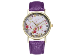 Reloj De Pulsera Analógico De Aleación Y Cuero Moda Ocio Regalo (morado)