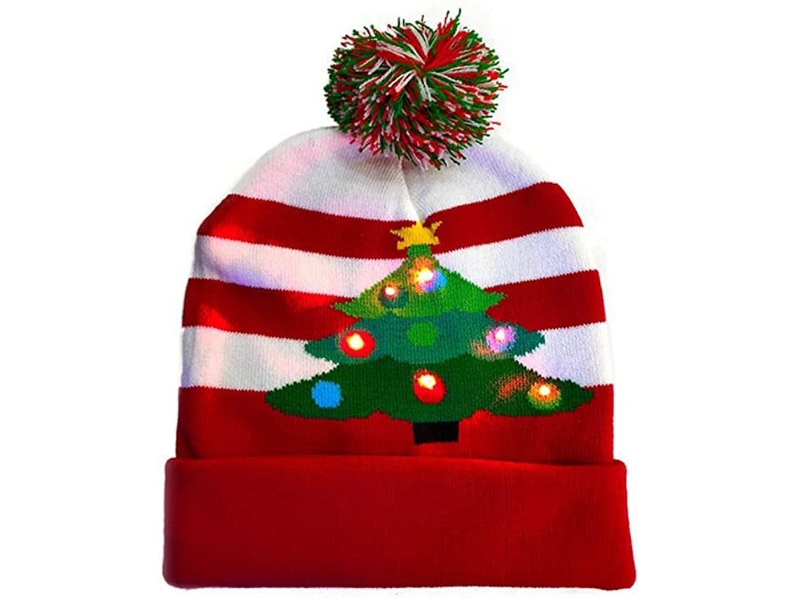Gorro Navideño Led Con Luces, Gorro De Invierno De Punto Unisex, Cálido, Para Fiestas Y Regalos De Navidad.