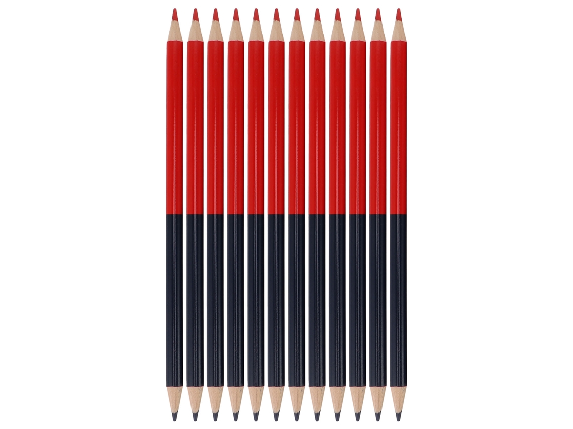 Set De 12 Lápices Dobles Afilados Borradores Para Dibujo Escritura Tareas Lapices Rojo Y Azul