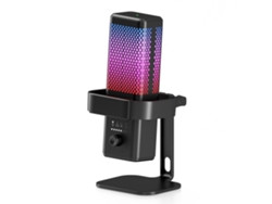 Micrófono USB para juegos con iluminación RGB, reducción de ruido y soporte, compatible con PC, PS5, iOS y Android - Negro