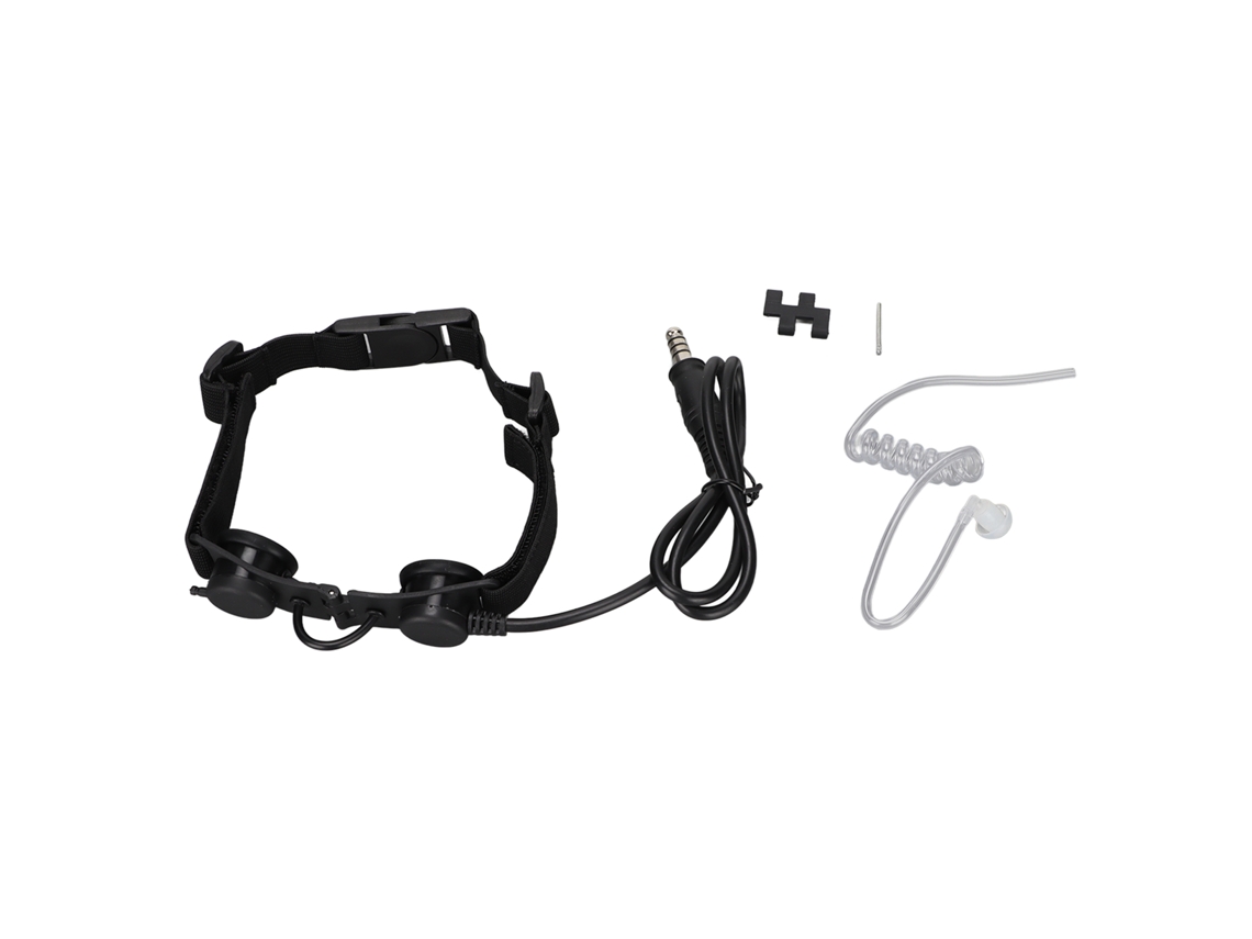 Micrófono De Garganta Ajustable Con Reducción De Ruido Y Auriculares De Estilo Militar De 7,1 Mm, Color Negro, Desmontable.