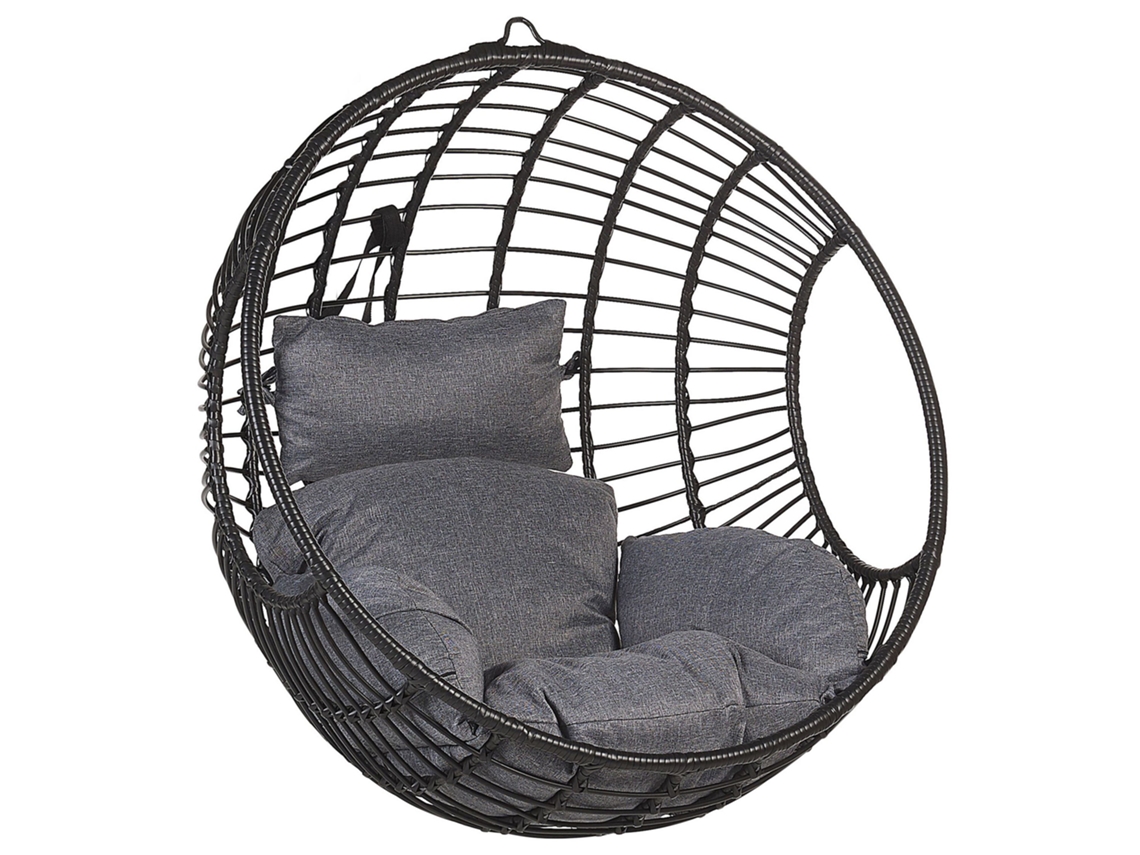 Silla colgante BELIANI Aspio de Ratán sintético Negro 99x65x99