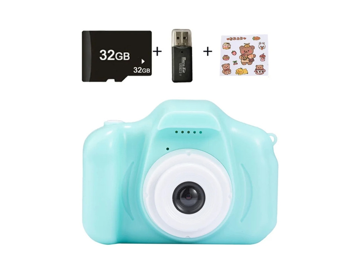 Cámara digital de 1080p para niños con pantalla a color de 2.0” y ranura para tarjeta Micro SD para niños. Tarjeta SD de 32 GB incluida. Verde Yizhood