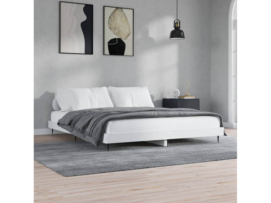Estructura De Cama Madera De Ingeniería Blanca 150x200 Cm
