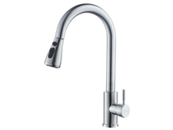 (plata) Grifo De Cocina De Acero Inoxidable Con Cabezal Rociador Extraíble, Níquel Cepillado, Manija Única.