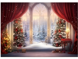 Panel de tela navideño para ventana, 210 x 150 cm, ideal para fotos de estudio infantiles. SFUSHOS