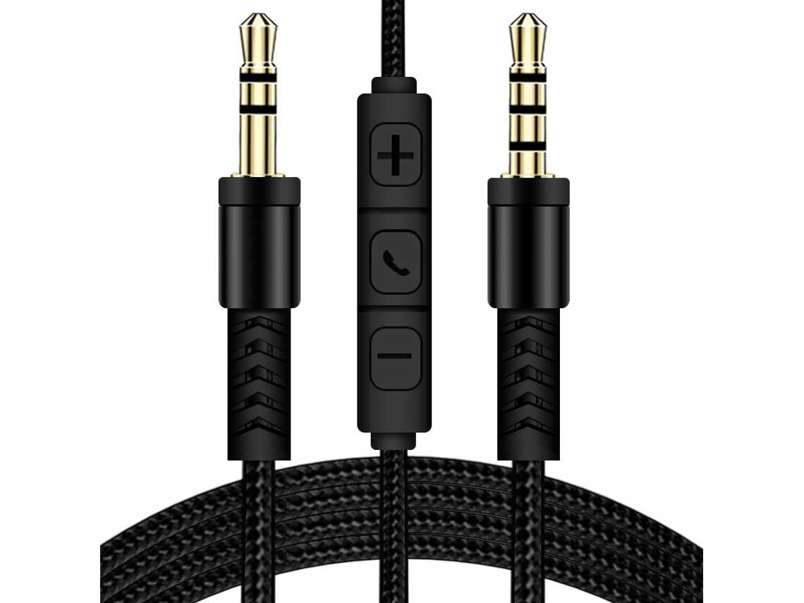 Cabo Áudio 3.5mm Macho/macho Microfone – Ligar Telemóvel A Coluna Auto 1 Metropreto Hexinyigjly