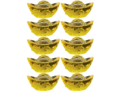Juego de 10 adornos decorativos retro, cristal amarillo, símbolo de riqueza, oficina, comedor, GOKOCO