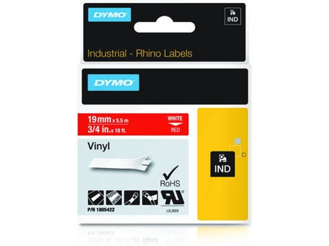 Cinta Laminada DYMO 1805422 Blanco sobre Rojo