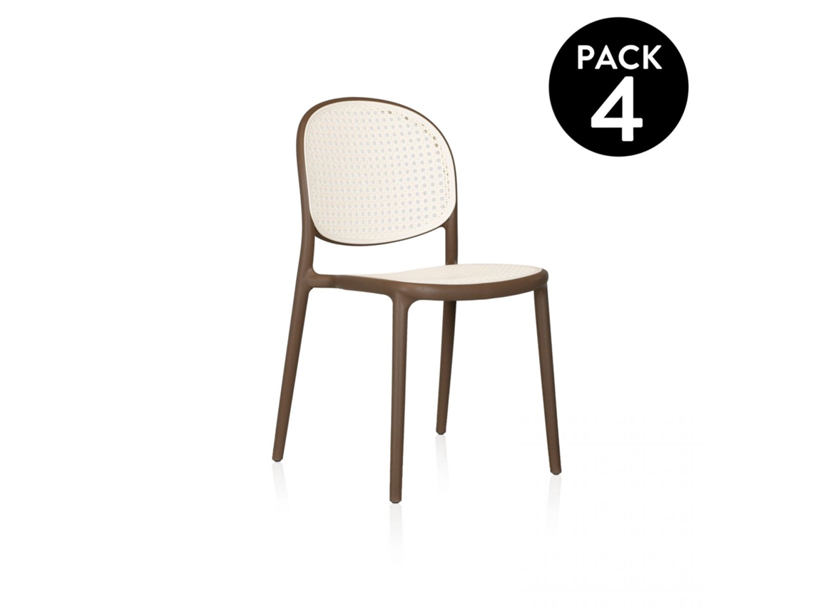 Pack 4 sillas de exterior Klux Taupé - rattan 45 x 84 x 45 cm